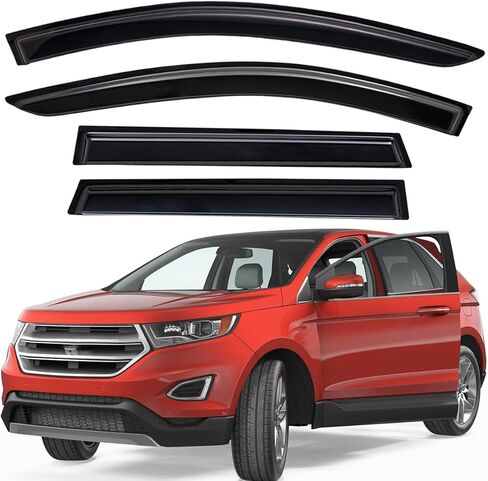 Lightronic WV94930 Outside-Mount Side Window Deflectors & Visors Rain Guard, Dark Smoke, 4-Pieces Set, Fits 2015-2024 Ford Edge in Saudi Arabia