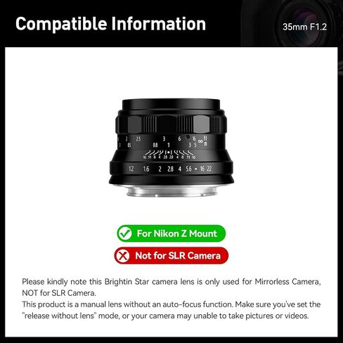 Brightin Star 35mm F1.2 MF APS-C Manual Focus Prime Lens for Fujifilm XF-Mount Mirrorless Cameras, Large Aperture Fixed Lens, Fit for XT5, XT4, XT30, XPRO3/2, XT200, XS10, XA7, XE4, XH1(Silver) in Kuwait