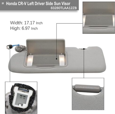 واقي الشمس من الجانب الأيسر للسائق متوافق مع Honda CR-V 2017 2018 2019 2020 2021 2022 استبدال ظلة الشمس # 83280TLAA12ZB اللون: رمادي in Kuwait