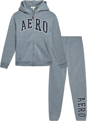 AEROPOSTALE Boys' Sweatsuit Set - 2 Piece Fleece Zip Up Hoodie Sweatshirt, Jogger Sweatpants - Track Suit Set for Boys (8-12) in Saudi Arabia