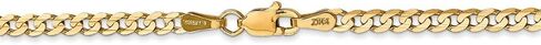 14k Yellow Gold 3mm Open Concave Curb Cuban Chain Necklace - with Secure Lobster Lock Clasp in Saudi Arabia