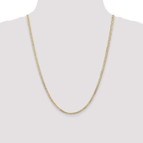 14k Yellow Gold 3mm Open Concave Curb Cuban Chain Necklace - with Secure Lobster Lock Clasp in Saudi Arabia
