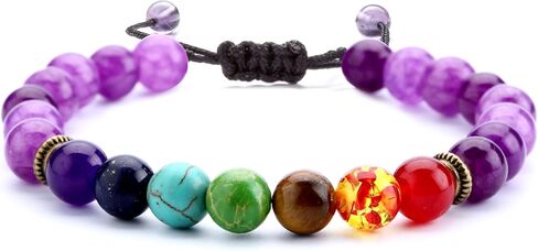 Hamoery Men Women 8mm Lava Rock Beads Chakra Bracelet Braided Rope Natural Stone Yoga Bracelet Bangle in Saudi Arabia