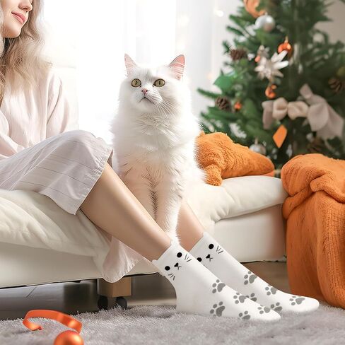 YSense 5 Pairs Womens Cute Socks Dog Cat Novelty Animal Socks Girl Cartoon Cotton Casual Crew Funny Socks Gifts in Kuwait