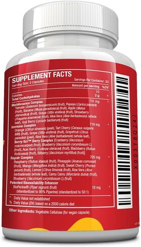 Approved Science Fruits & Veggies - 42 Whole Fruit and Veggie Supplement - Enhanced Health & Vitality - Daily Natural Vitamins, Minerals, Antioxidants - 90 Capsules Each - 1-Month Supply in Saudi Arabia