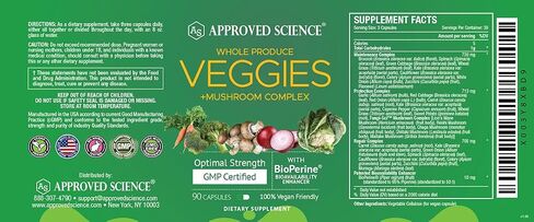 Approved Science Fruits & Veggies - 42 Whole Fruit and Veggie Supplement - Enhanced Health & Vitality - Daily Natural Vitamins, Minerals, Antioxidants - 90 Capsules Each - 1-Month Supply in Saudi Arabia