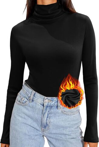 Zeagoo Womens Turtleneck Long Sleeve Shirts Soft Thermal Underwear Fall Fashion 2024 Tight Basic Layer Tops in Saudi Arabia