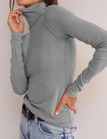 Ugerlov المرأة الياقة المدورة قمصان طويلة الأكمام خريف شتاء الأساسية المجهزة القمم سليم صالح طبقات ملابس اخلية حرارية القمم in Saudi Arabia