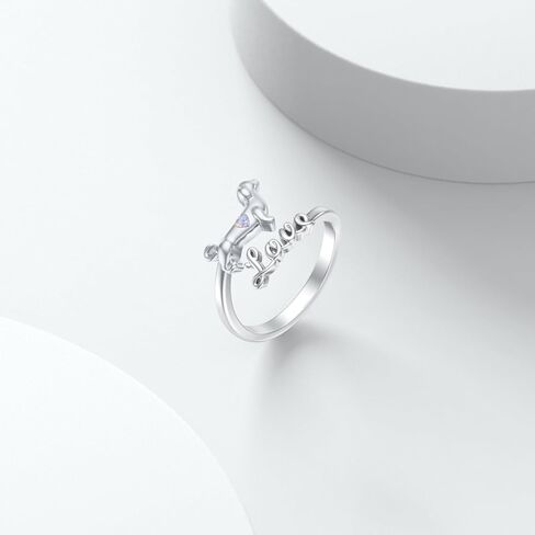 Dachshund Rings for Women 925 Sterling Silver Opal Dachshund Adjustable Rings Animal Dog Jewelry Gifts for Women Dog Lovers in Kuwait