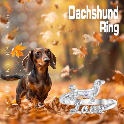 Dachshund Rings for Women 925 Sterling Silver Opal Dachshund Adjustable Rings Animal Dog Jewelry Gifts for Women Dog Lovers in Kuwait