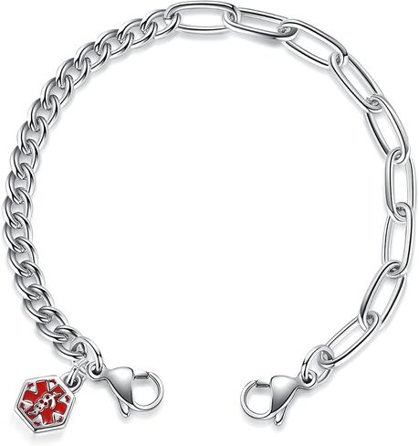 mnmoom lnterchangeable Medical Alert Bracelets-Stainless Steel Chain with lobster clasps-Just Chain in Saudi Arabia