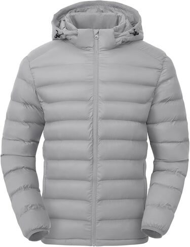 TBMPOY Men's Lightweight Puffer Jackets Detachable Hood Water-Resistant Casual Winter Coat Hooded Insulated for Travel Ski in Saudi Arabia