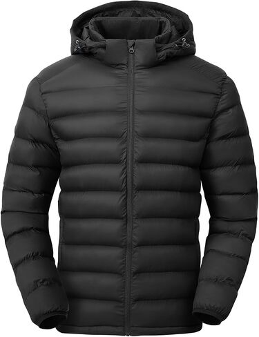 TBMPOY Men's Lightweight Puffer Jackets Detachable Hood Water-Resistant Casual Winter Coat Hooded Insulated for Travel Ski in Saudi Arabia