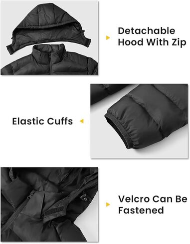 TBMPOY Men's Lightweight Puffer Jackets Detachable Hood Water-Resistant Casual Winter Coat Hooded Insulated for Travel Ski in Saudi Arabia