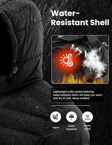 TBMPOY Men's Lightweight Puffer Jackets Detachable Hood Water-Resistant Casual Winter Coat Hooded Insulated for Travel Ski in Saudi Arabia