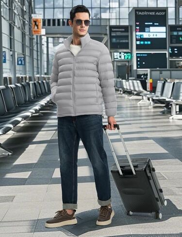 TBMPOY Men's Lightweight Puffer Jackets Detachable Hood Water-Resistant Casual Winter Coat Hooded Insulated for Travel Ski in Saudi Arabia