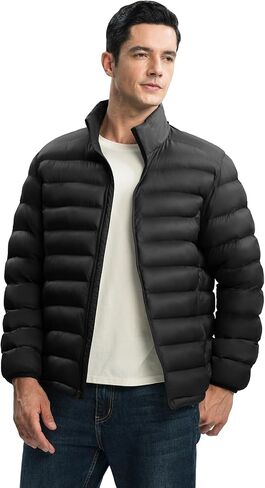TBMPOY Men's Lightweight Puffer Jackets Detachable Hood Water-Resistant Casual Winter Coat Hooded Insulated for Travel Ski in Saudi Arabia