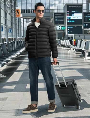TBMPOY Men's Lightweight Puffer Jackets Detachable Hood Water-Resistant Casual Winter Coat Hooded Insulated for Travel Ski in Saudi Arabia