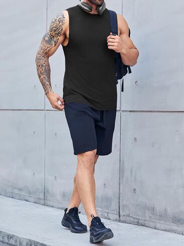 قميص ZIWOCH رجالي بدون أكمام برقبة دائرية وفضفاضة in Kuwait