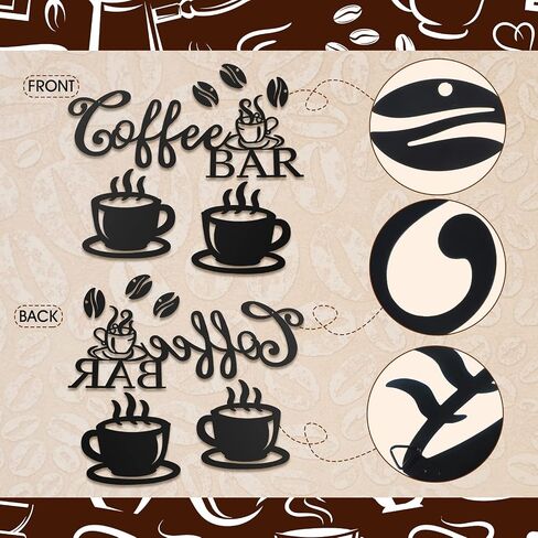 Ferraycle Coffee Bar Rustic Metal Sign Rustic Coffee Bar Hanging Wall Decor Coffee Signs for Coffee Bar Metal Coffee Wall Art for Coffee Bar Home Office Kitchen (Coffee Bar, Bean and Cup Style) in Saudi Arabia