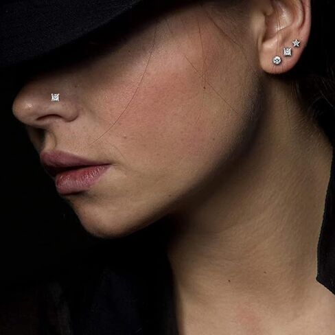 Nose Rings Studs L Nose Studs Screw Nose Rings 18g 20g 22g 14K Gold Bone Nose Studs for Women Titanium Steel in Saudi Arabia