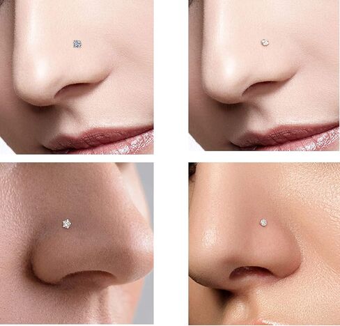 Nose Rings Studs L Nose Studs Screw Nose Rings 18g 20g 22g 14K Gold Bone Nose Studs for Women Titanium Steel in Saudi Arabia