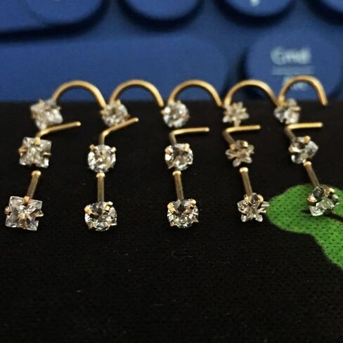 Nose Rings Studs L Nose Studs Screw Nose Rings 18g 20g 22g 14K Gold Bone Nose Studs for Women Titanium Steel in Saudi Arabia