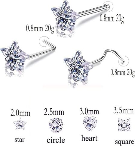 Nose Rings Studs L Nose Studs Screw Nose Rings 18g 20g 22g 14K Gold Bone Nose Studs for Women Titanium Steel in Saudi Arabia