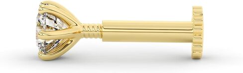 الماس 14K الذهب الأصفر الأنف مسمار الشفاه Labret مونرو ثقب مسمار المسمار الخلفي القرط الزنمة اللولب مسمار F-G اللون 6 الشق الدائري للنساء in Saudi Arabia
