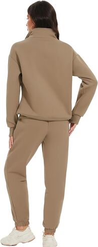 COZYPOIN Women's Sweatsuit Sets 2 Piece Fleece Outfit Half Zip Sweatshirt and Joggers Pants Tracksuit in Kuwait