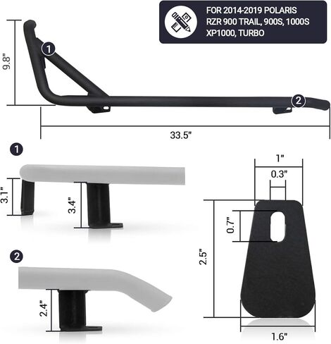 ELITEWILL RZR Nerf Bars Rock Sliders Black Side Step Tree Kikers مناسب لـ 2014-2022 Polaris RZR 900 Trail، 900S، 1000S، 1000XP، Turbo - مقعدان in Kuwait