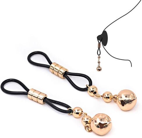 2 Pcs Bell Nipple Rings Non-Piercing Body Jewelry Adjustable Stainless Steel Pressure Clips Body Clamps with Bell Pendant Fake Nipple Piercings for Women in Saudi Arabia