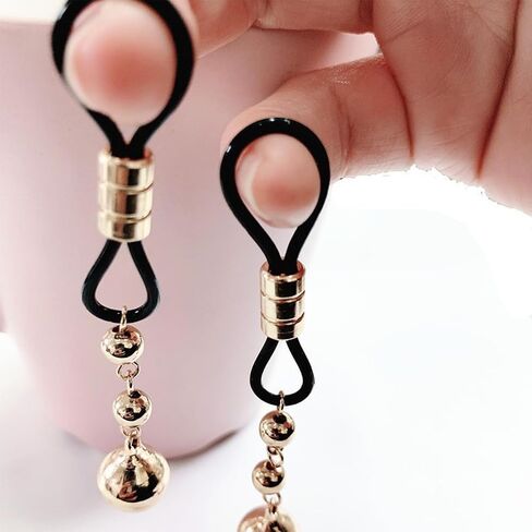 2 Pcs Bell Nipple Rings Non-Piercing Body Jewelry Adjustable Stainless Steel Pressure Clips Body Clamps with Bell Pendant Fake Nipple Piercings for Women in Saudi Arabia