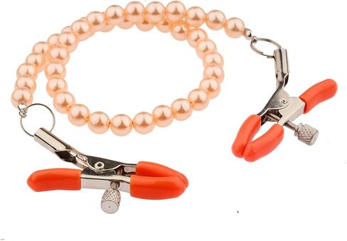 Nipple Clamp Adjustable Pressure Pearl Body Chains for Women Men 316L Stainless Steel Nipple Clips Non Piercing Faux Body Jewelry - Pink in Kuwait