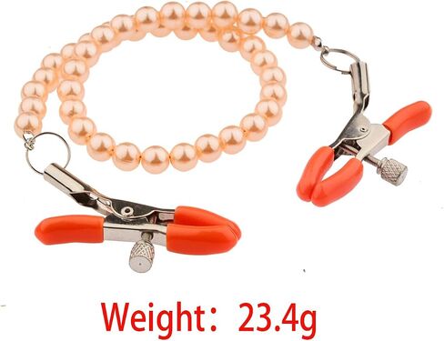 Nipple Clamp Adjustable Pressure Pearl Body Chains for Women Men 316L Stainless Steel Nipple Clips Non Piercing Faux Body Jewelry - Pink in Kuwait