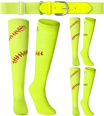 Suhine Baseball or Softball Sock and Belt Combo Set 3 Pairs of Football Baseball Socks with Belt for Youth Adult Girl Boy in Kuwait