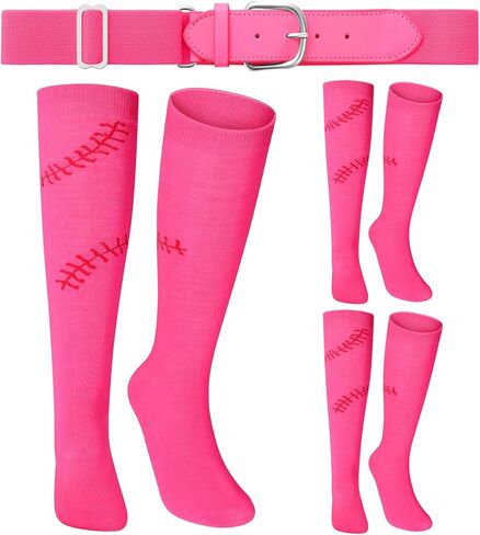 Suhine Softball Sock and Belt Combo 3 Softball Baseball Socks with Stitches Softball Belt for Youth & Adult Girls Boys in Kuwait