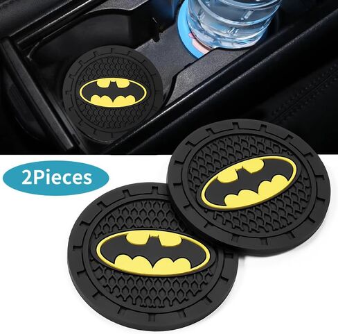 Bat Man Car Cup Holder Coasters for Marvel Fans,The Bat Man Car Coasters for Car Cup Holder,Marvel Souvenir Bat Man Car Cup Holder Insert,Souvenir/Gifts for Marvel Fans,Car Cup Mat,2.75'' in Saudi Arabia