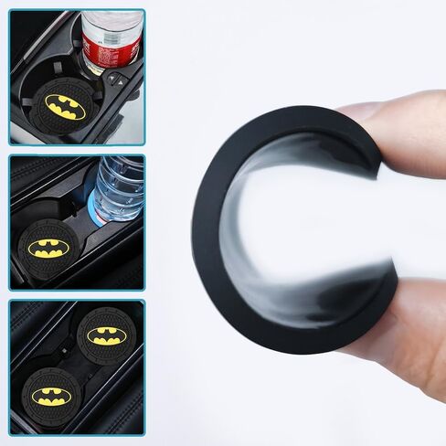 Bat Man Car Cup Holder Coasters for Marvel Fans,The Bat Man Car Coasters for Car Cup Holder,Marvel Souvenir Bat Man Car Cup Holder Insert,Souvenir/Gifts for Marvel Fans,Car Cup Mat,2.75'' in Saudi Arabia