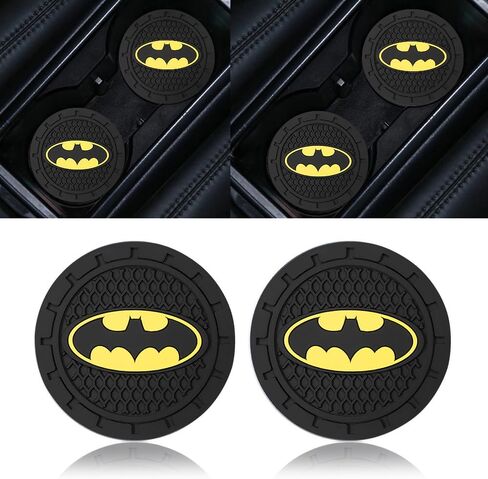Bat Man Car Cup Holder Coasters for Marvel Fans,The Bat Man Car Coasters for Car Cup Holder,Marvel Souvenir Bat Man Car Cup Holder Insert,Souvenir/Gifts for Marvel Fans,Car Cup Mat,2.75'' in Saudi Arabia
