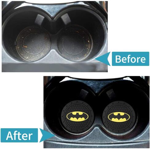 Bat Man Car Cup Holder Coasters for Marvel Fans,The Bat Man Car Coasters for Car Cup Holder,Marvel Souvenir Bat Man Car Cup Holder Insert,Souvenir/Gifts for Marvel Fans,Car Cup Mat,2.75'' in Saudi Arabia
