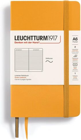 LEUCHTTURM1917 - دفتر ملاحظات بجيب ناعم مقاس A6-123 صفحة مرقمة للكتابة واليوميات (منقط، ليموني) in Saudi Arabia