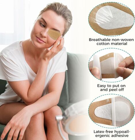 50 Pcs Adhesive Eye Patches, Eye Patches for Adults Eye Pad Disposable Eyepatch Latex Free Adhesive Bandages for Baby Kids Girls (Nude,3 x 2 Inch) in Kuwait