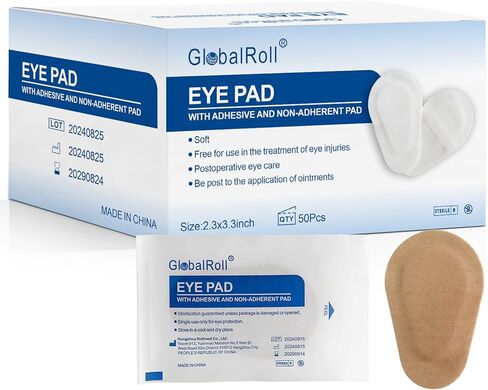 50 Pcs Adhesive Eye Patches, Eye Patches for Adults Eye Pad Disposable Eyepatch Latex Free Adhesive Bandages for Baby Kids Girls (Nude,3 x 2 Inch) in Kuwait