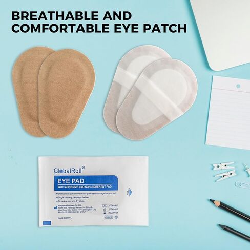 50 Pcs Adhesive Eye Patches, Eye Patches for Adults Eye Pad Disposable Eyepatch Latex Free Adhesive Bandages for Baby Kids Girls (Nude,3 x 2 Inch) in Kuwait