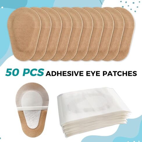 50 Pcs Adhesive Eye Patches, Eye Patches for Adults Eye Pad Disposable Eyepatch Latex Free Adhesive Bandages for Baby Kids Girls (Nude,3 x 2 Inch) in Kuwait