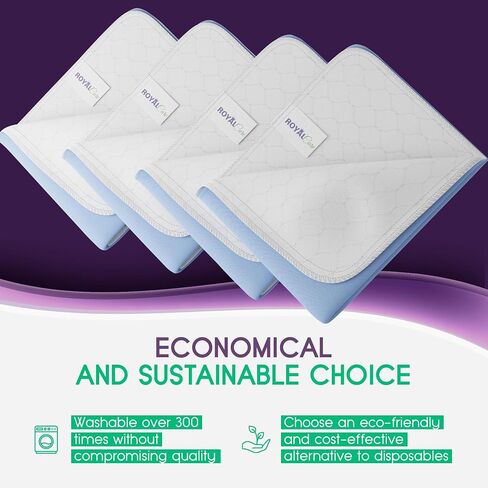 Incontinence Bed Pads - Reusable Waterproof Underpad Chair, Sofa and Mattress Protectors - Highly Absorbent, Machine Washable - for Children, Pets and Seniors (34x36 (Pack of 4), Blue) in Saudi Arabia
