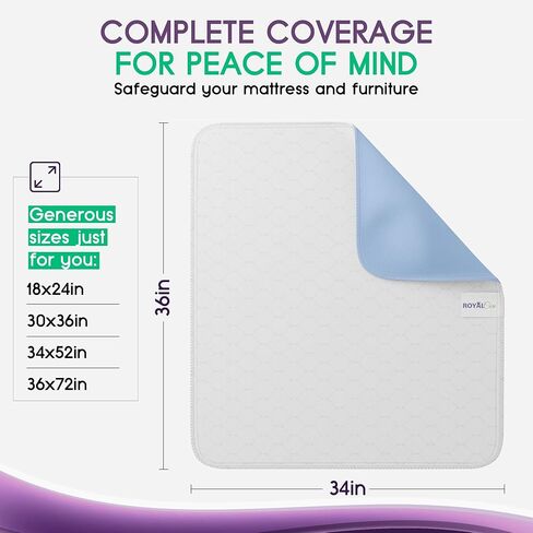 Incontinence Bed Pads - Reusable Waterproof Underpad Chair, Sofa and Mattress Protectors - Highly Absorbent, Machine Washable - for Children, Pets and Seniors (34x36 (Pack of 4), Blue) in Saudi Arabia