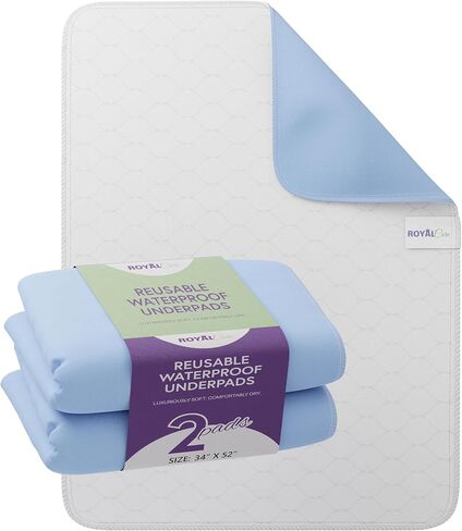 Incontinence Bed Pads - Reusable Waterproof Underpad Chair, Sofa and Mattress Protectors - Highly Absorbent, Machine Washable - for Children, Pets and Seniors (34x36 (Pack of 4), Blue) in Saudi Arabia