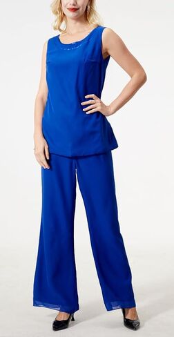 Women's 3 PC Chiffon Pants Suits Mother's Outfit for Wedding Plus Size Evening Gowns Dress Suit in Saudi Arabia